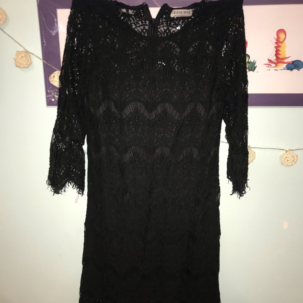 Black crochet dress